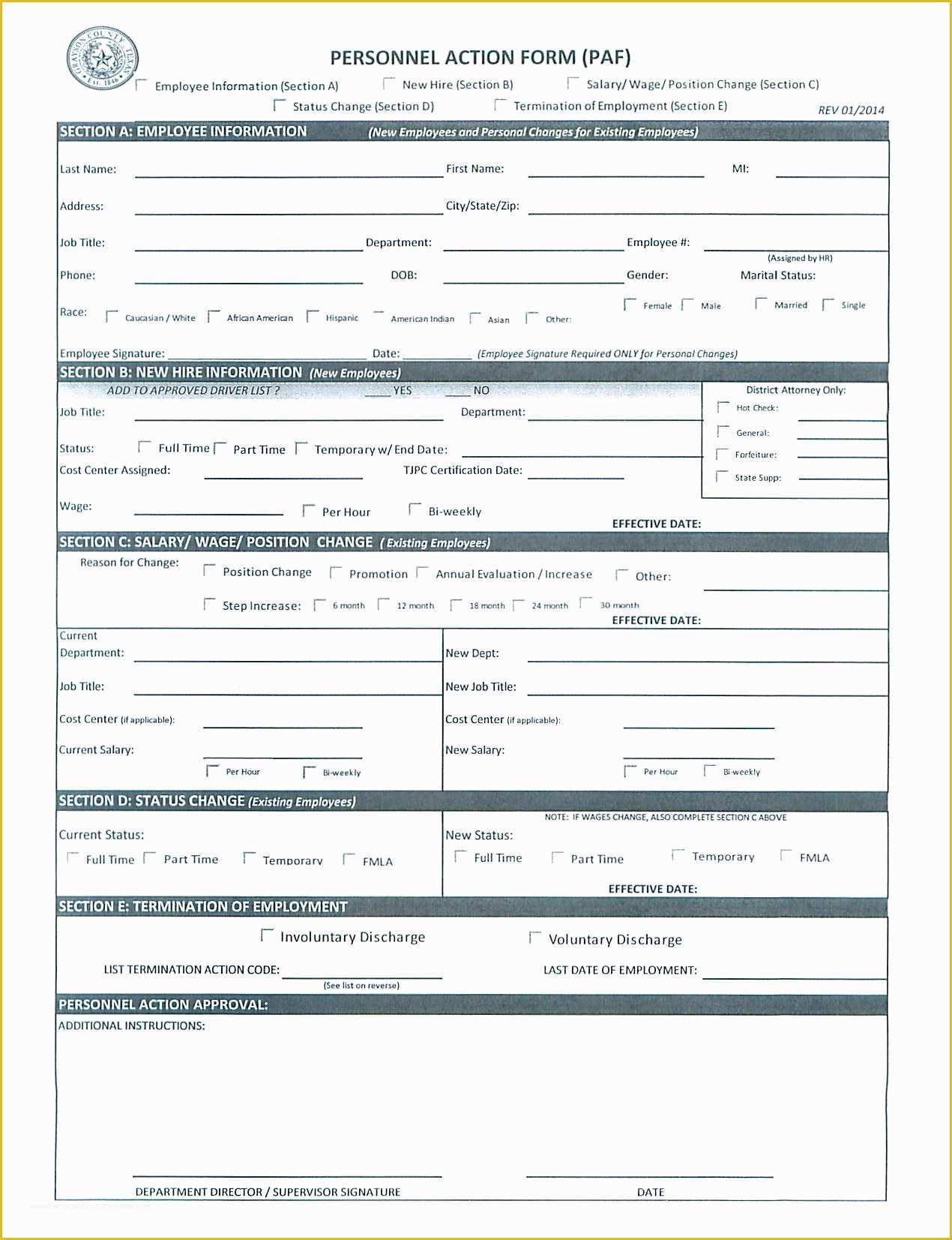 Personnel Action form Template Free Of 29 Personnel Action form Templates