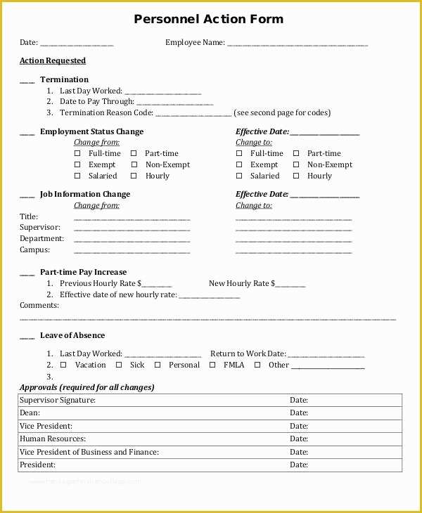 Personnel Action form Template Free Of 38 Sample Action forms In Pdf