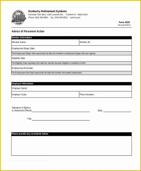 Personnel Action form Template Free Of 9 Sample Personnel Action forms Free Sample Example