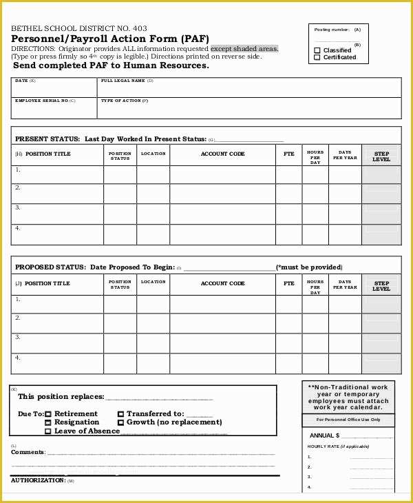 Personnel Action form Template Free Of Download Example Personnel Action form Template