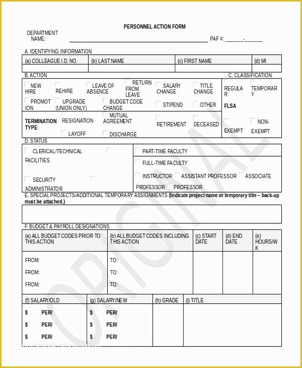 Personnel Action form Template Free Of Download Example Personnel Action form Template – Radiofama