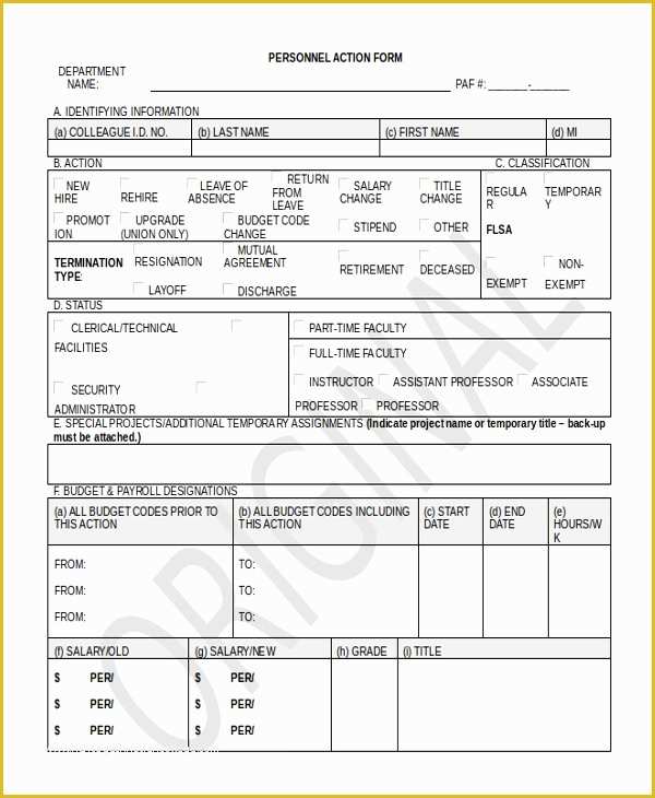 Personnel Action form Template Free Of Download Example Personnel Action form Template – Radiofama