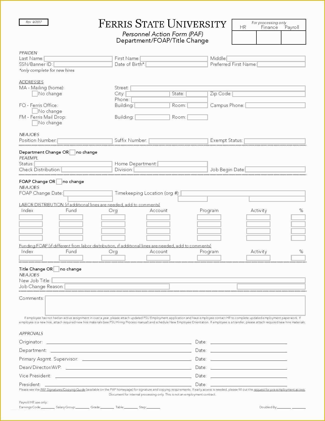 Personnel Action form Template Free Of Example Free Personnel Action form Template – Radiofama