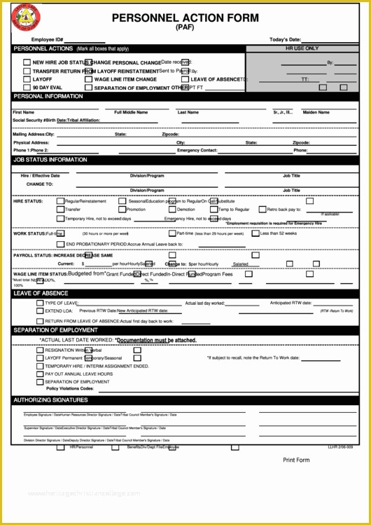 Personnel Action form Template Free Of Fillable Personnel Action form Paf Printable Pdf