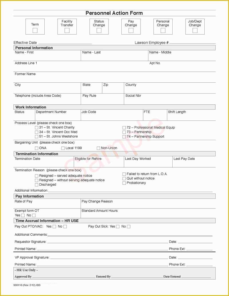 Personnel Action form Template Free Of Personnel Action form