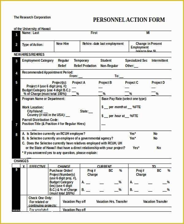 Personnel Action form Template Free Of Personnel Action form Template Add Gallery with
