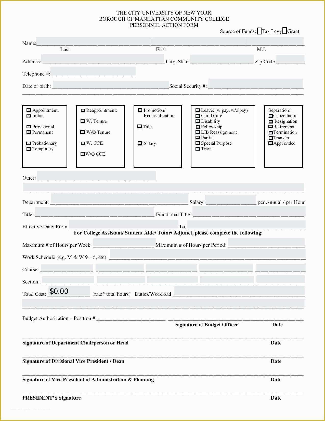 Personnel Action form Template Free Of Personnel Action form Template – Radiofama