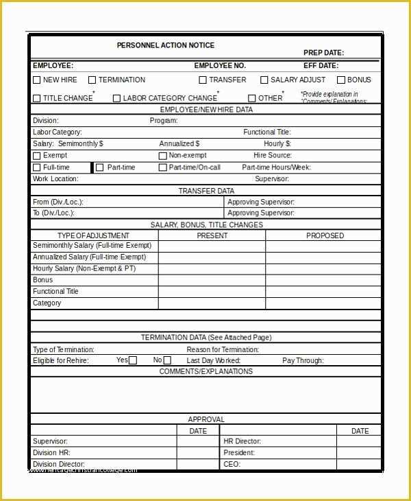 Personnel Action form Template Free Of Personnel Action form Template – Radiofama