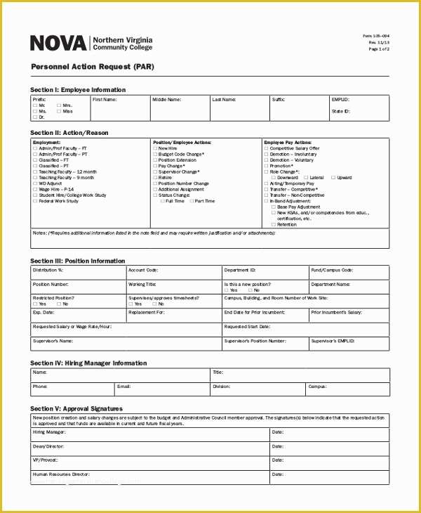 Personnel Action form Template Free Of Personnel Action form Template – Radiofama