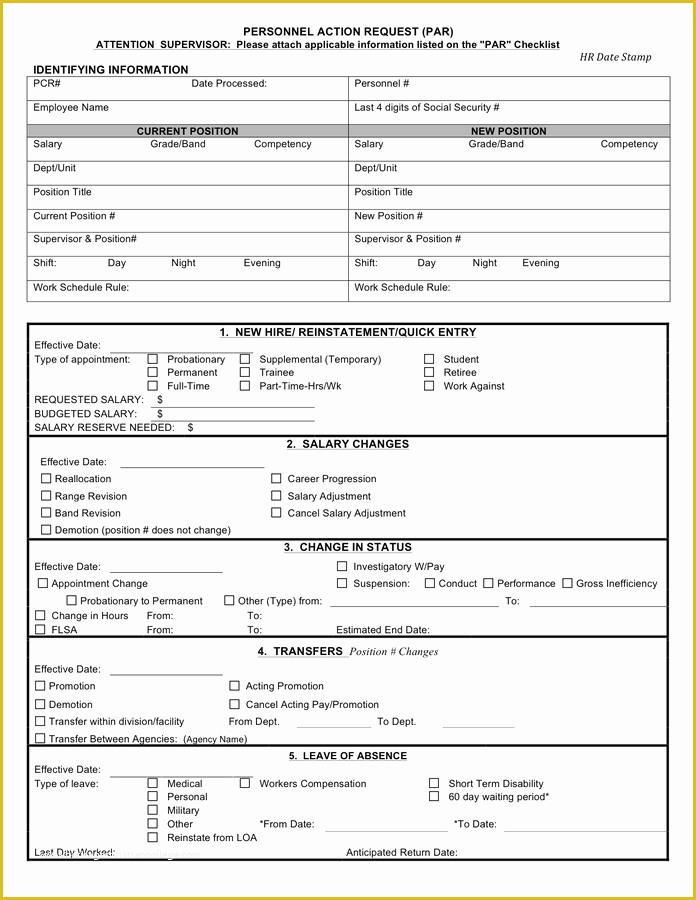 Personnel Action form Template Free Of Personnel Action Request Authorization form In Word and
