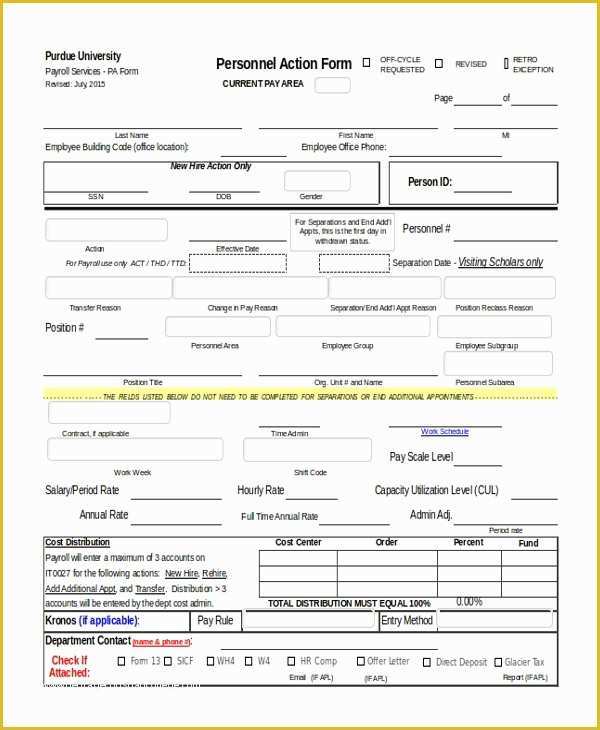 Personnel Action form Template Free Of Sample Personnel Action form 9 Free Documents In Doc