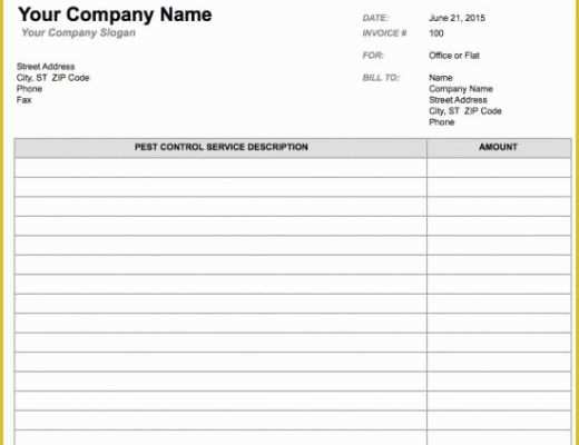 Pest Control Invoice Template Free Of 25 Free Invoice Templates for Ms Word Xdesigns