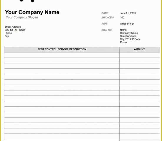 Pest Control Invoice Template Free Of 25 Free Invoice Templates for Ms Word Xdesigns