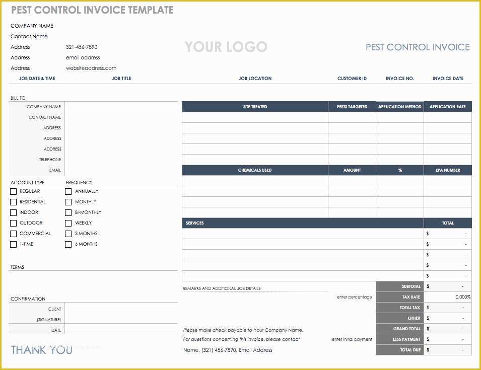 Pest Control Invoice Template Free Of 55 Free Invoice Templates