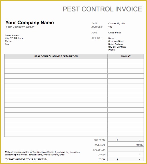 Pest Control Invoice Template Free Of 8 Free Invoice Templates