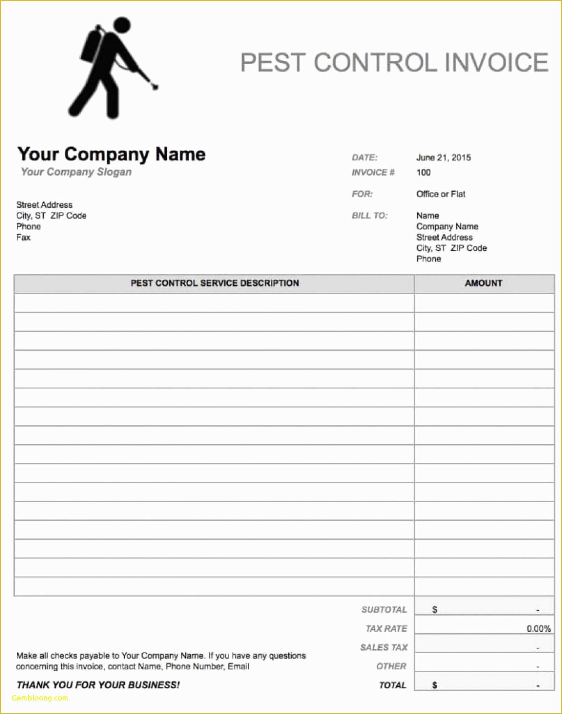 Pest Control Invoice Template Free Of Awesome Pest Control Invoice software