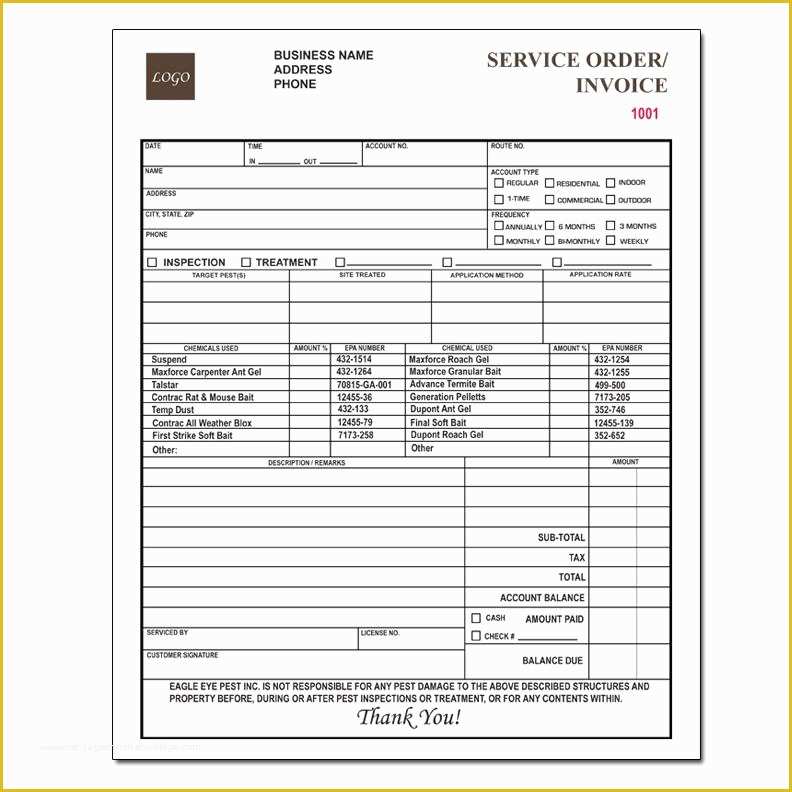 Pest Control Invoice Template Free Of Categories