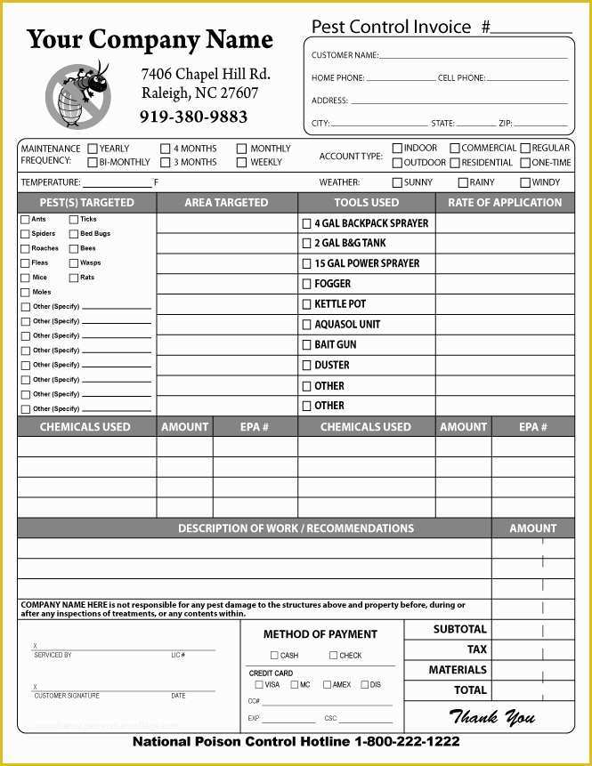 Pest Control Invoice Template Free Of Free Design Fast Shipping On Pest Control forms