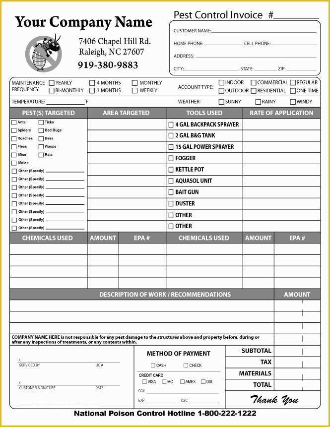 Pest Control Invoice Template Free Of Free Design Fast Shipping On Pest Control forms