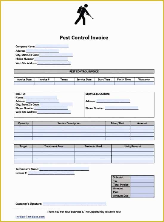 Pest Control Invoice Template Free Of Free Pest Control Invoice Template Excel Pdf