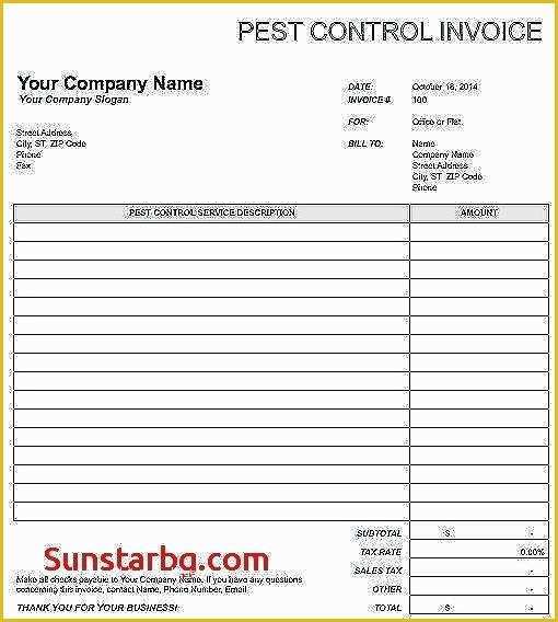 Pest Control Invoice Template Free Of Pest Control Invoice Template Pest Control Contract