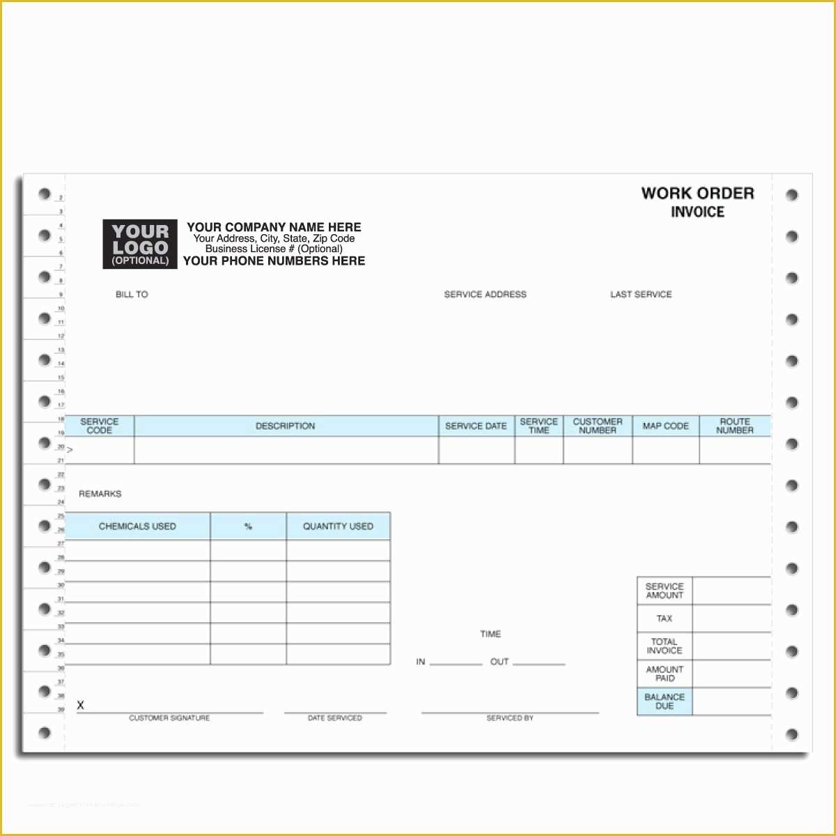 Pest Control Invoice Template Free Of Pest Control Work order Invoice Continuous forms