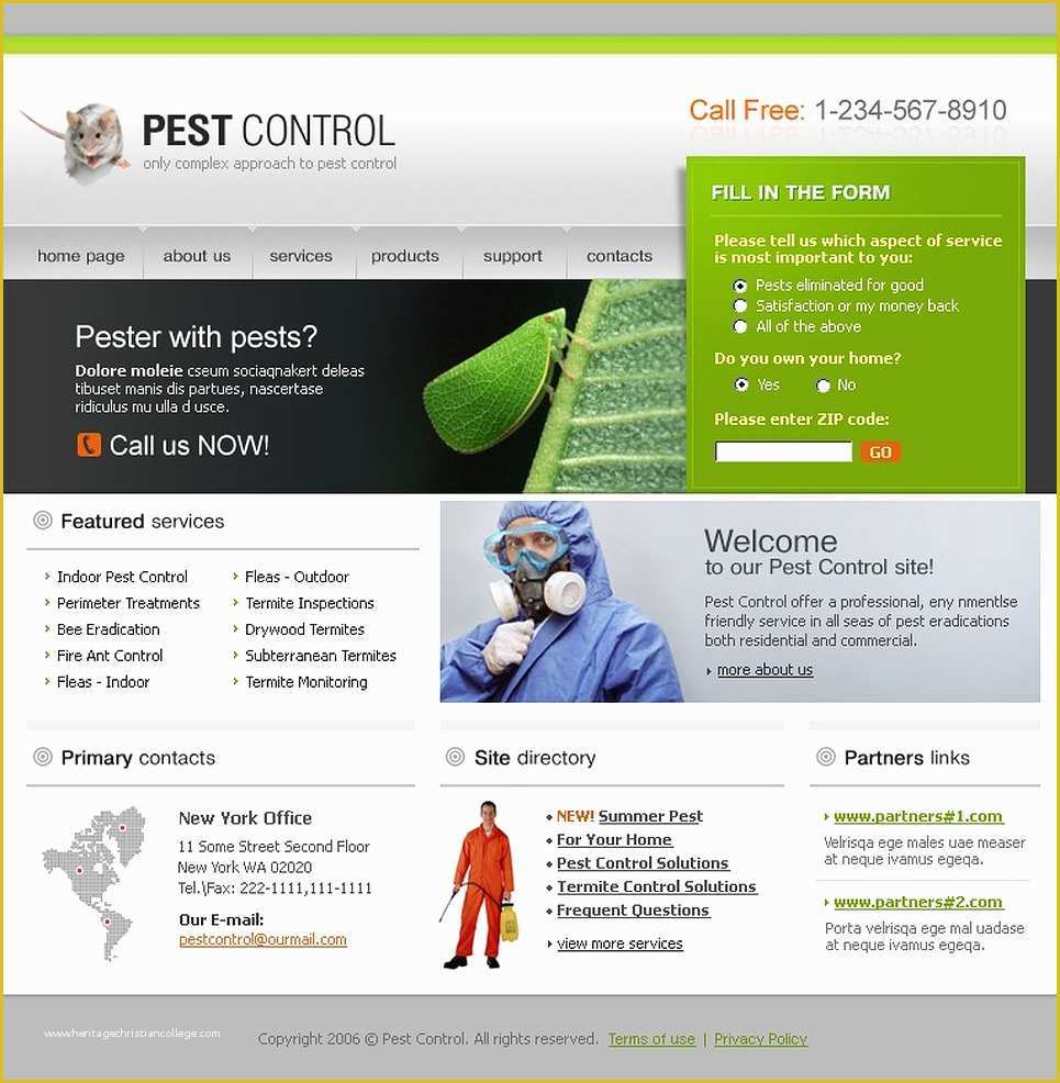 Pest Control Website Templates Free Download Of Pest Control Website Template