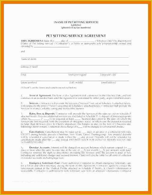 Pet Sitter Contract Template Free Of 10 11 Pet Sitting Templates Free