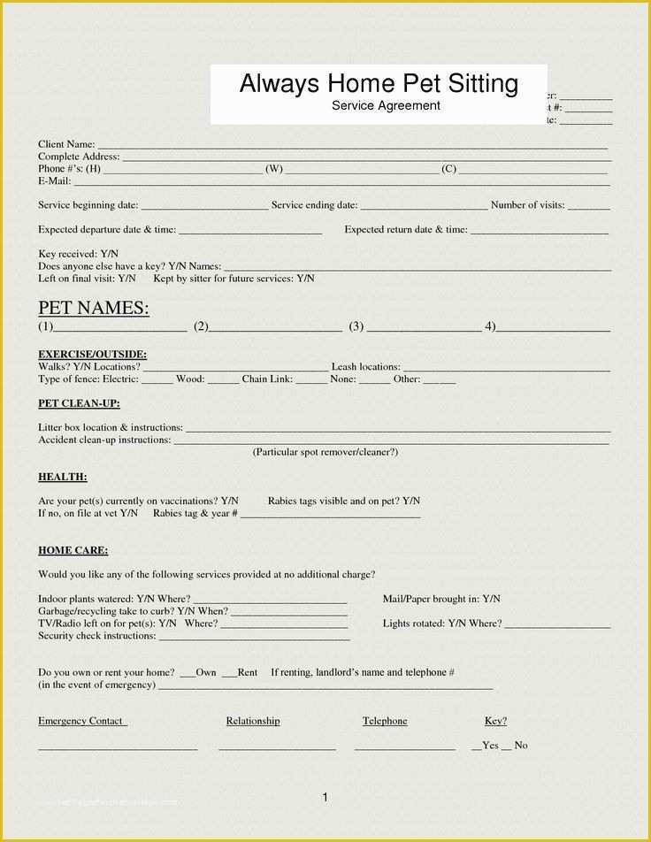Pet Sitter Contract Template Free Of 33 Best Images About Dog forms On Pinterest