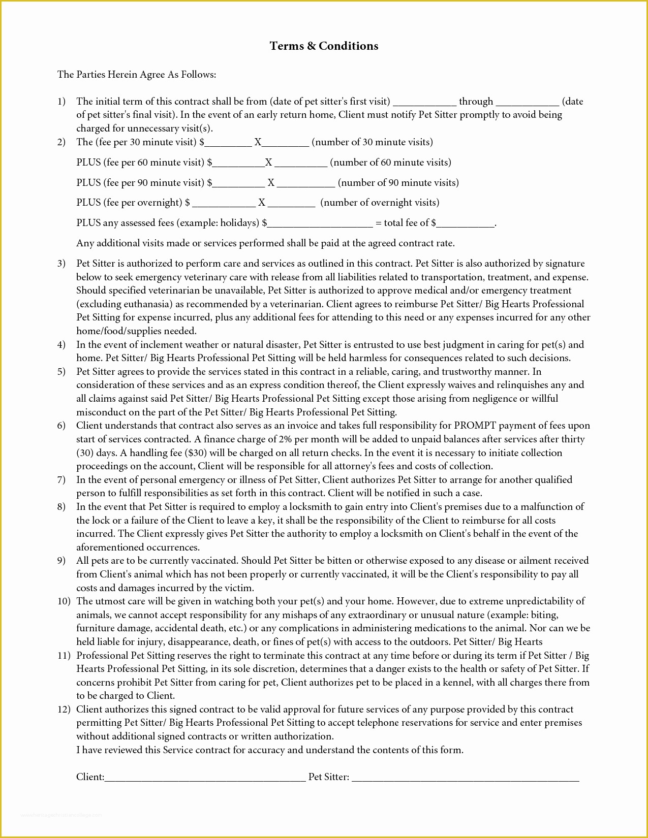 Pet Sitter Contract Template Free Of 5 Best Of Pet Sitter Template Pet Sitting