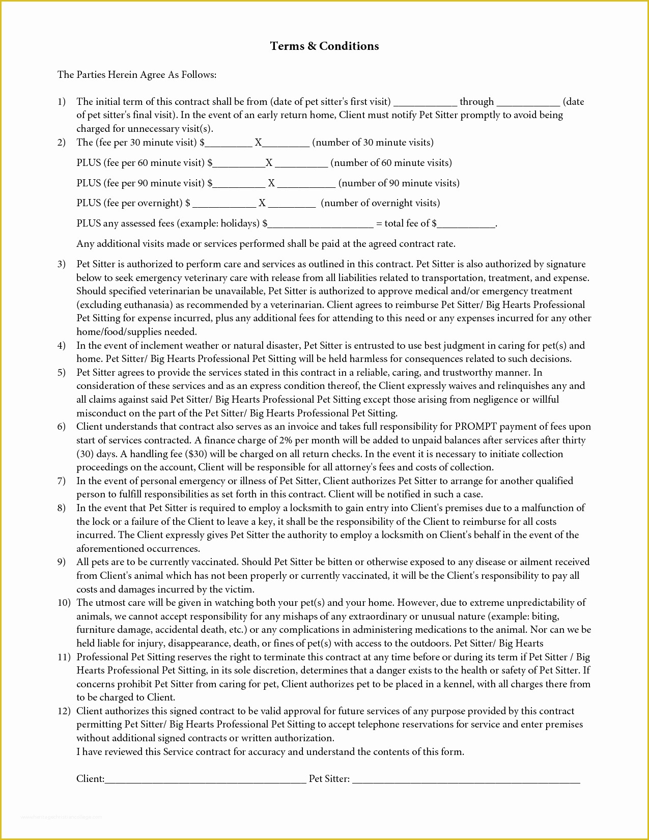 Pet Sitter Contract Template Free Of 5 Best Of Pet Sitter Template Pet Sitting