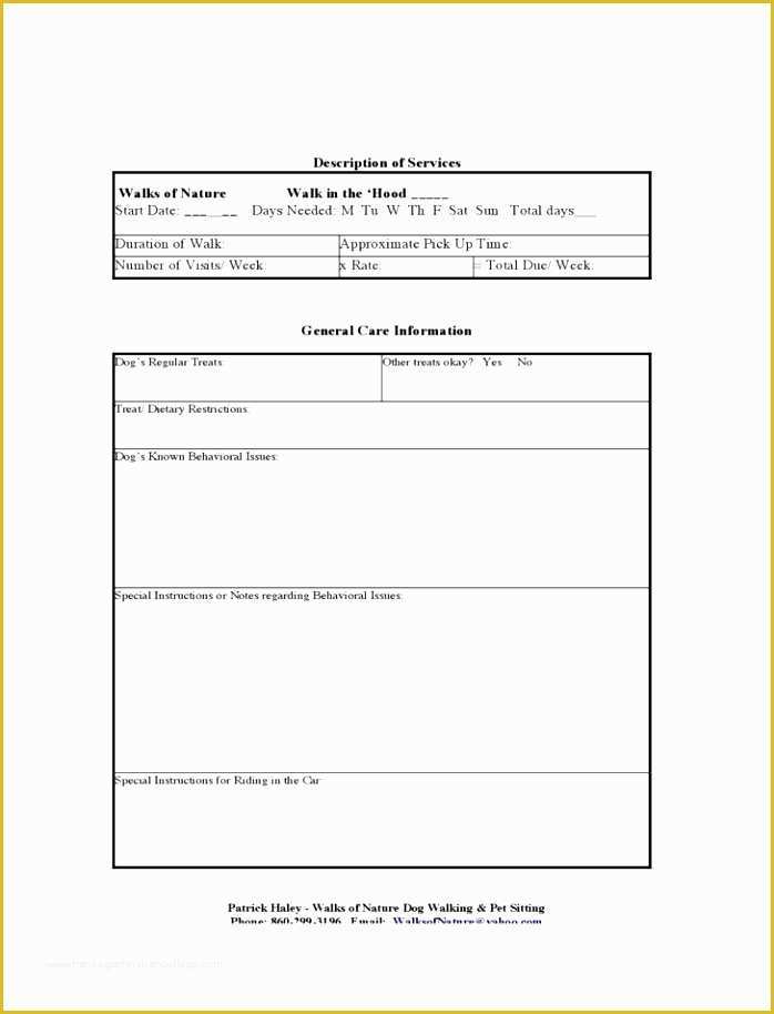 Pet Sitter Contract Template Free Of 6 Pet Sitting Contract Template Errir
