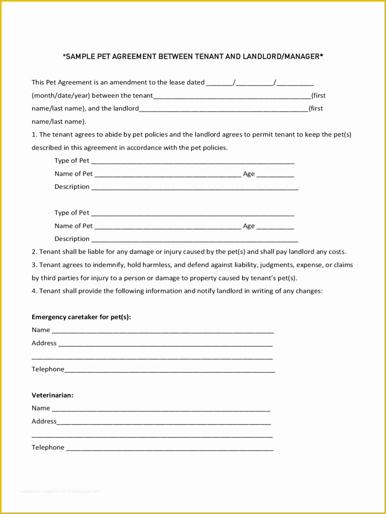 Pet Sitter Contract Template Free Of Agreement Pet Agreement form
