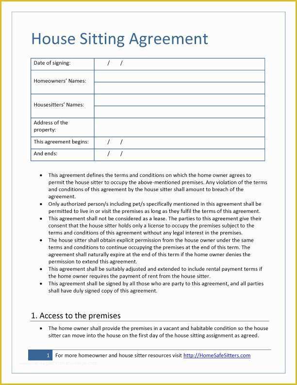 Pet Sitter Contract Template Free Of House Sitter Instructions Template Idealstalist