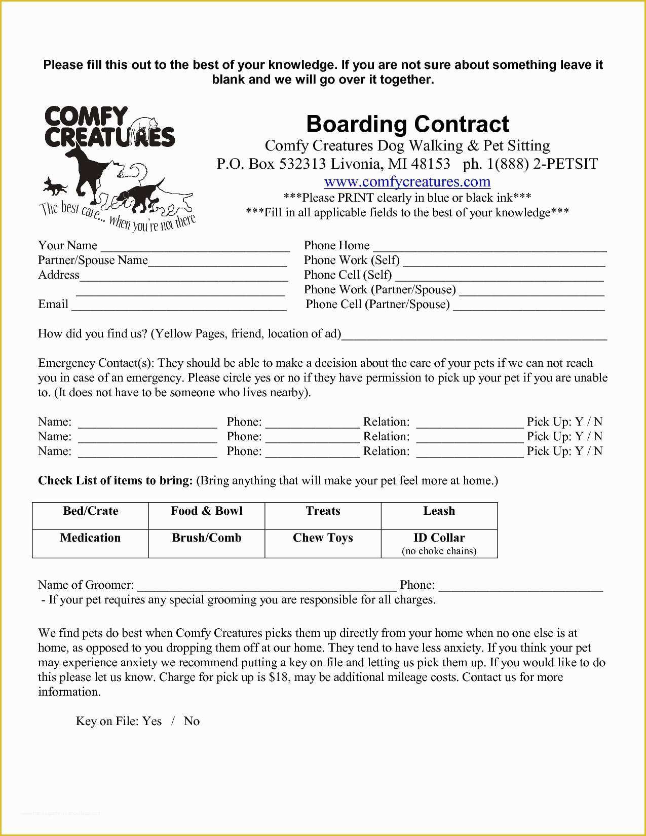 Pet Sitter Contract Template Free Of Pet Sitting Agreement Contract Excellent 8 Best Free