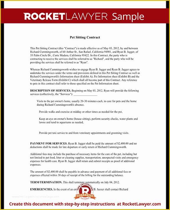 Pet Sitter Contract Template Free Of Pet Sitting Contract Template Service Agreement form for