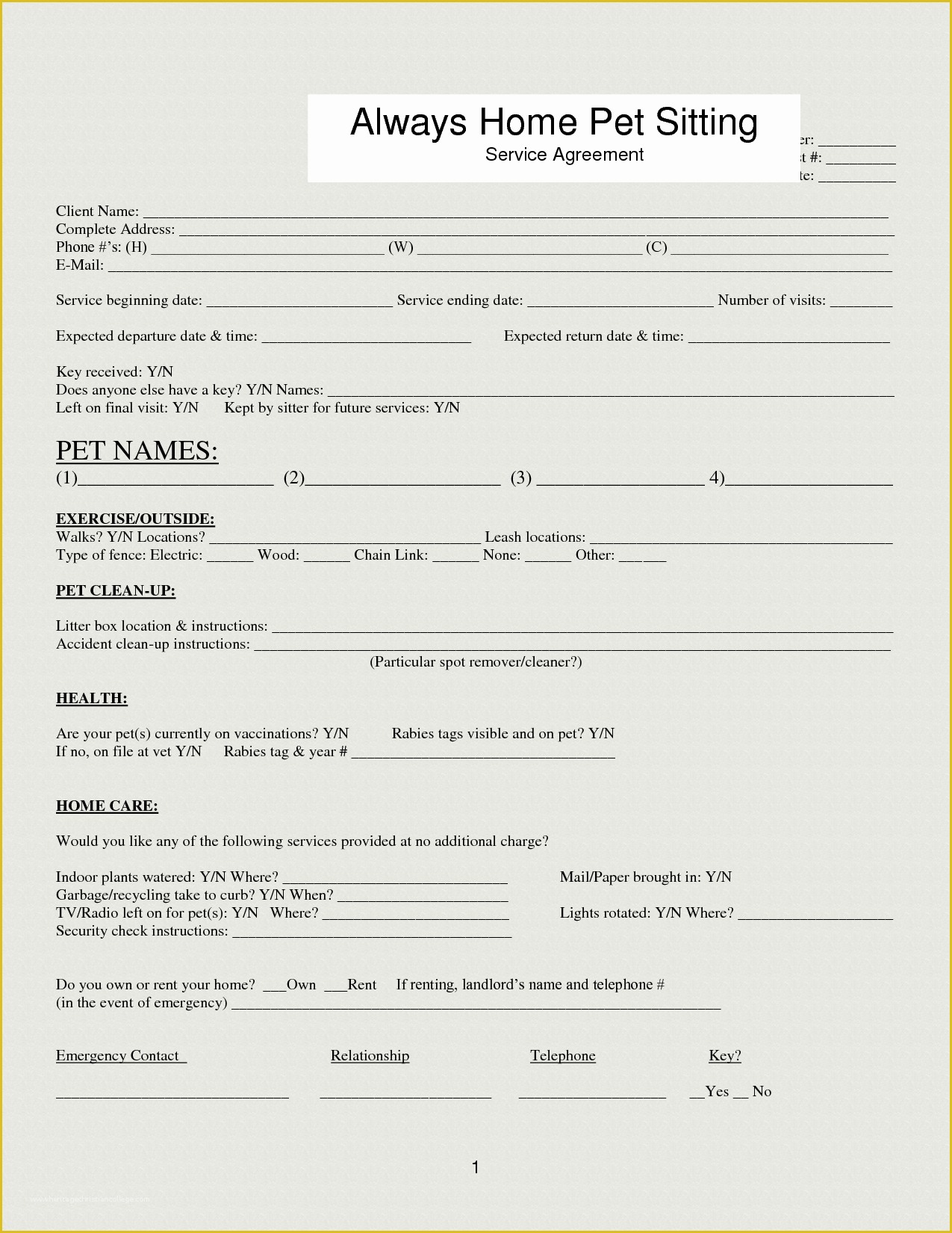Pet Sitter Contract Template Free Of Pet Sitting Template Google Search
