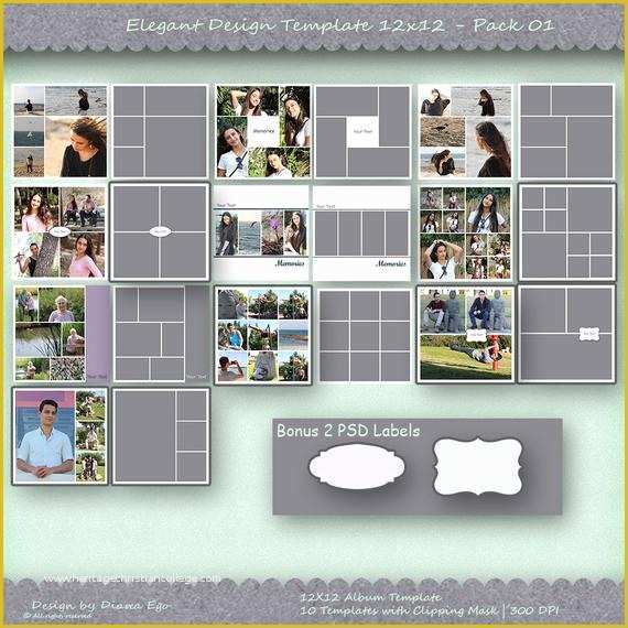 Photo Album Template Photoshop Free Of 12x12 Album Template Pack 10 Templates Collage