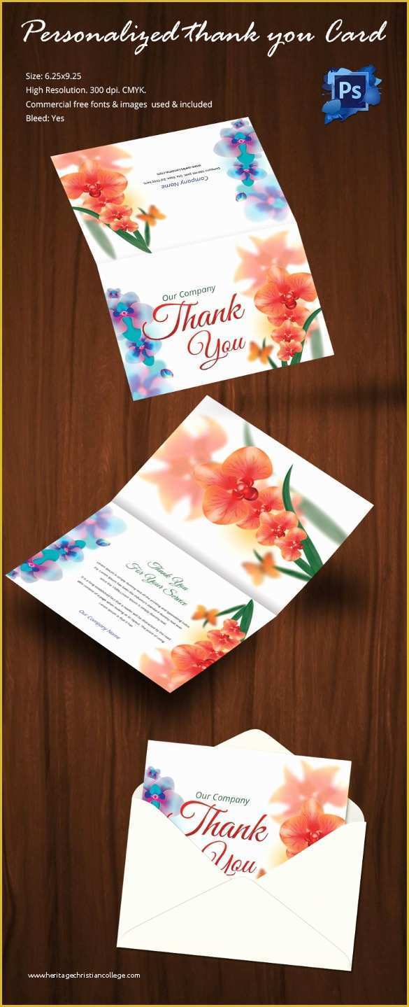 Photo Card Template Free Of 30 Personalized Thank You Cards Free Printable Psd Eps