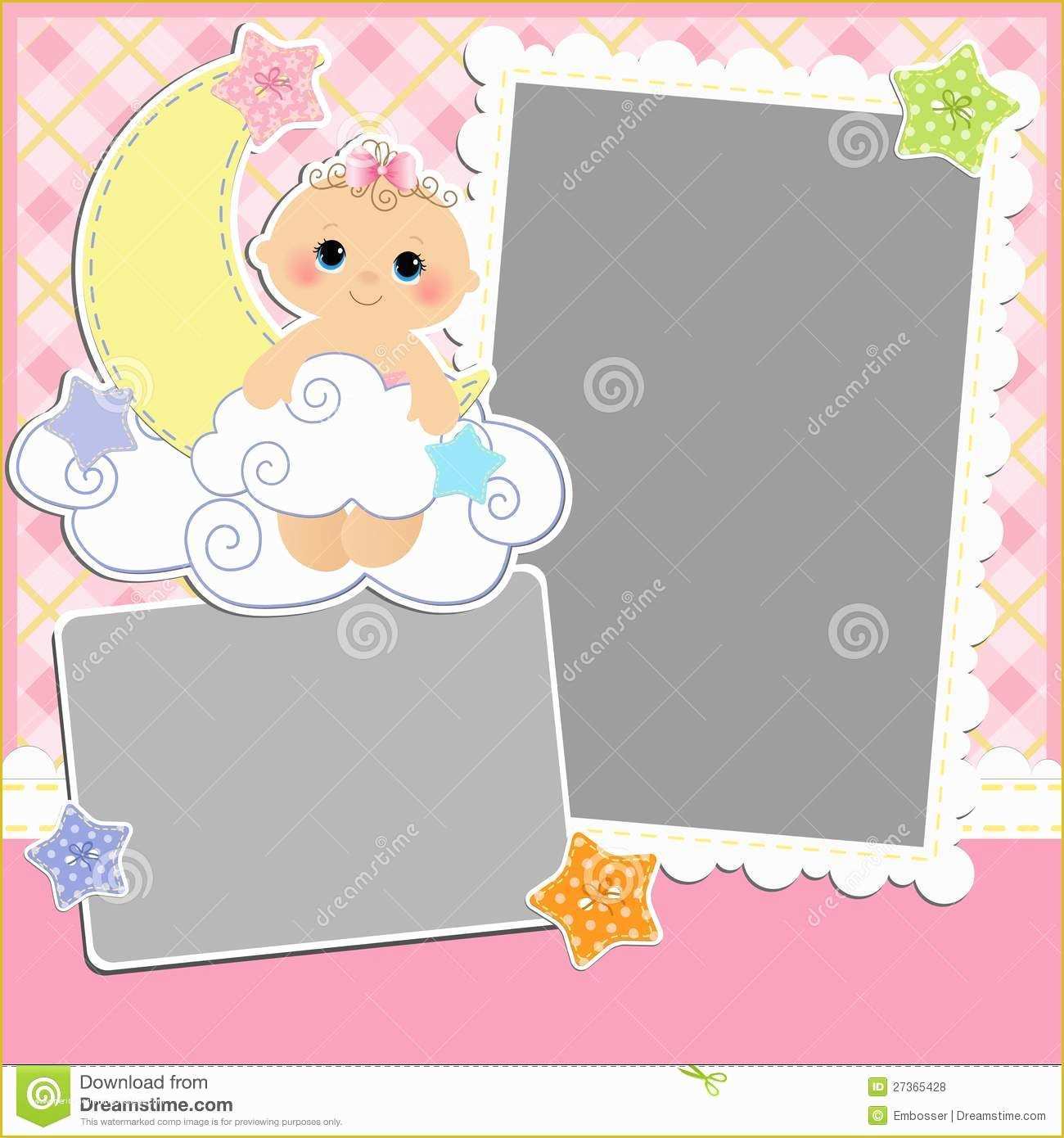 Photo Card Template Free Of Cute Template for Baby S Card Stock Vector Illustration
