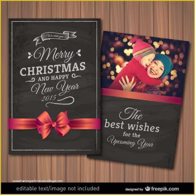 Photo Card Template Free Of Editable Christmas Card with Photography Frame Vector