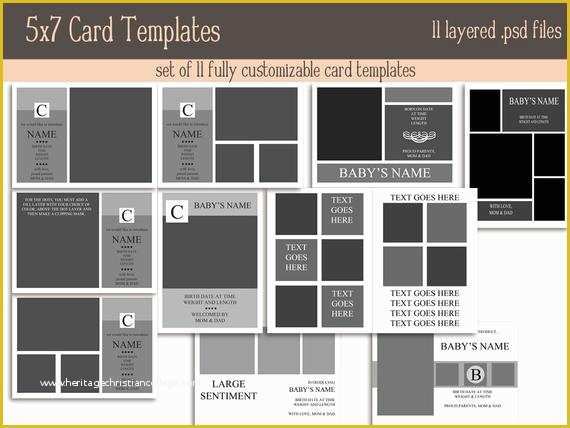 Photo Card Template Free Of Huge 5x7 Card Template Set Instant Download