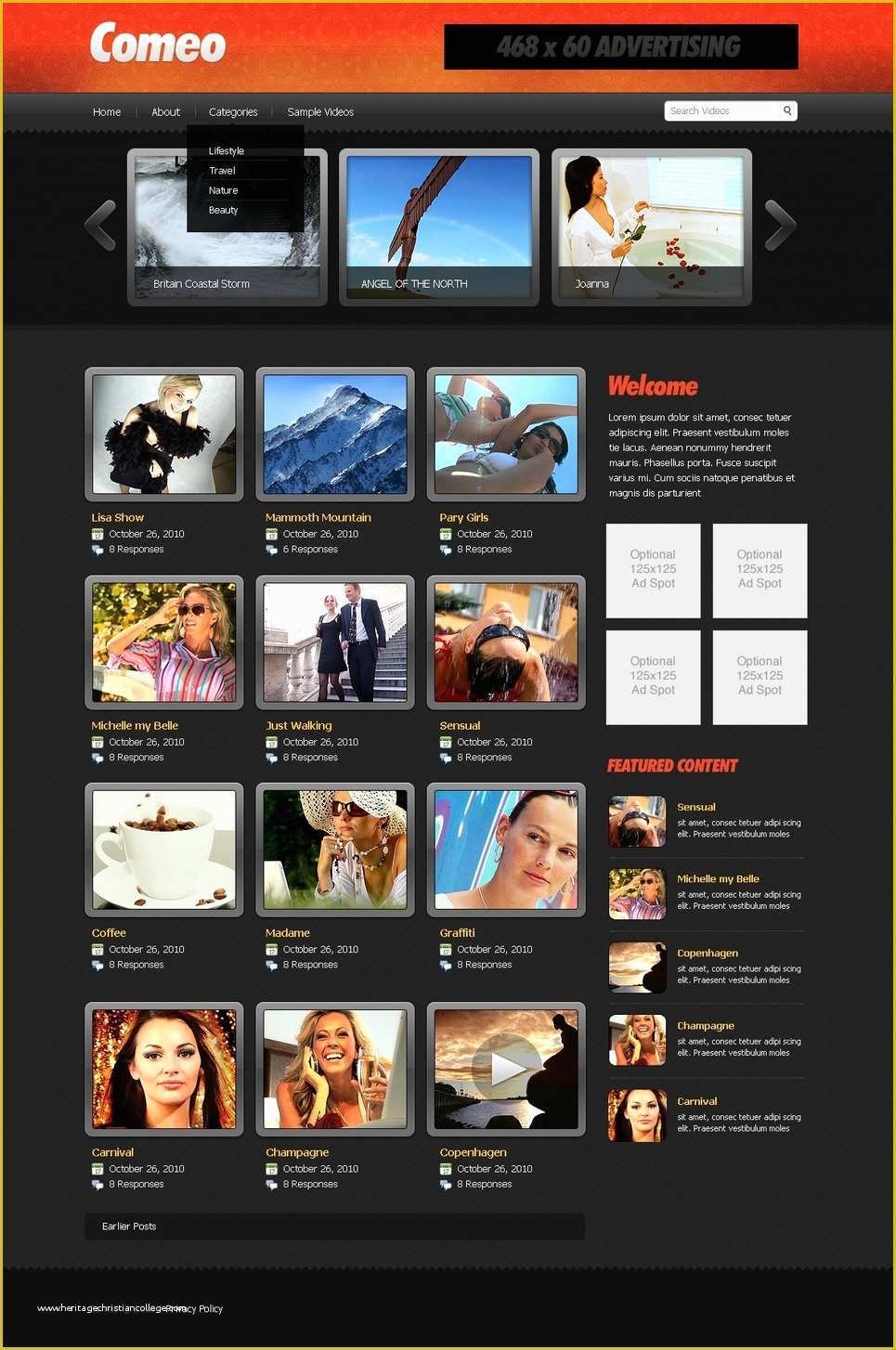 Photo Gallery Website Template Free Of Video Gallery Website Template