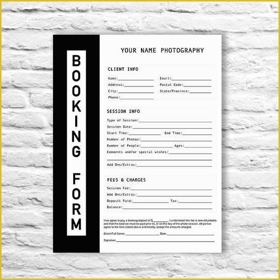 Photography Booking form Template Free Of Booking form Graphy Contract form Session Booking