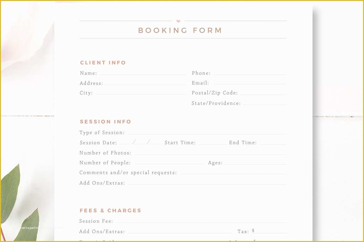 Photography Booking form Template Free Of Client Booking form for Grapher Flyer Templates