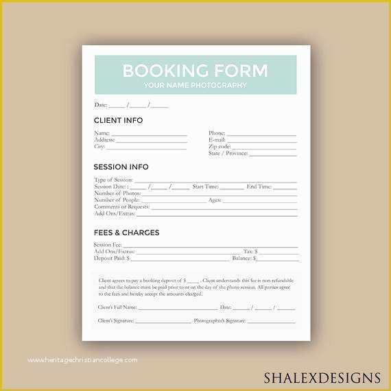 Photography Booking form Template Free Of Client Booking form for Grapher Graphy Contract