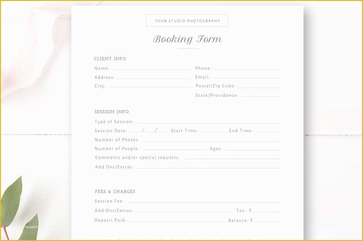 Photography Booking form Template Free Of Grapher Booking form Psd Stationery Templates