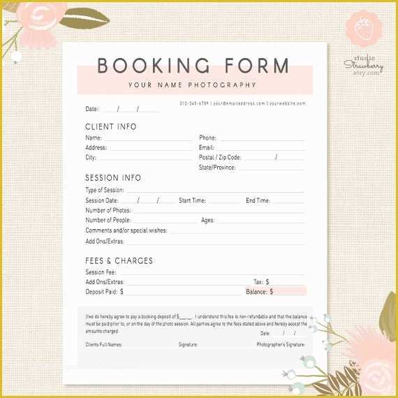 Photography Booking form Template Free Of Graphy forms Client Booking form for Grapher