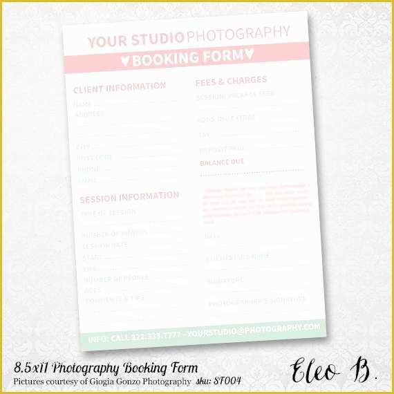 Photography Booking form Template Free Of Items Similar to 8 5x11 Graphy Client Booking form