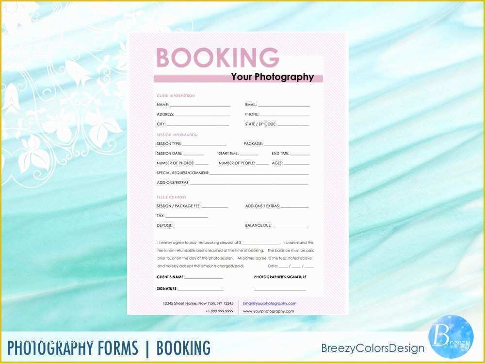 Photography Booking form Template Free Of Session Booking form Graphy forms Printable